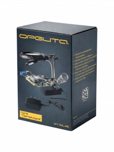 Третья рука для пайки с подсветкой , универсальный держатель на подставке с лупой 2 руки Орбита OT-INL46